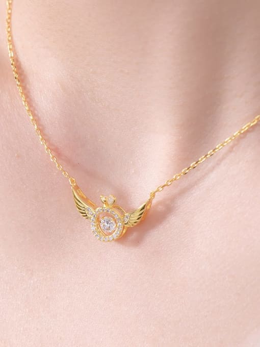STL-Silver Jewelry 925 Sterling Silver Cubic Zirconia Wing Dainty Necklace 1