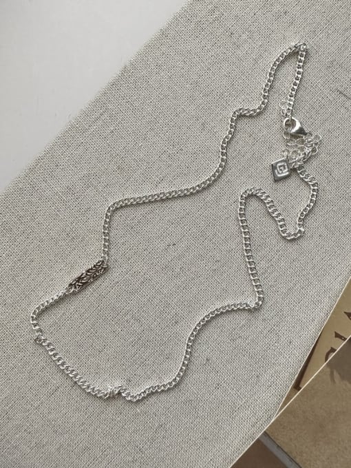 Single chain (8TL45 925 Sterling Silver Natural Stone Black Geometric Vintage Necklace