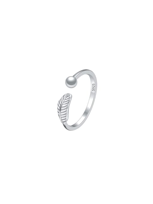 PNJ-Silver 925 Sterling Silver Leaf Dainty Band Ring 0