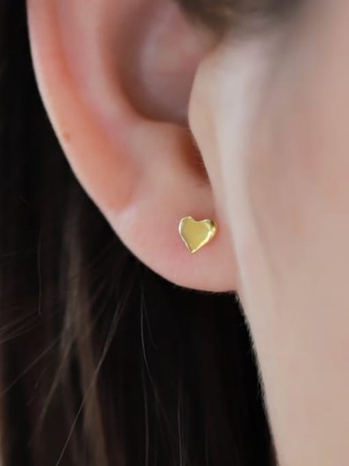 STL-Silver Jewelry 925 Sterling Silver Heart Minimalist Stud Earring 2