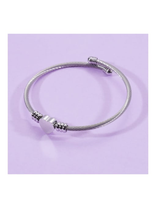 MEN PO Stainless steel Heart Trend Cuff Bangle 0