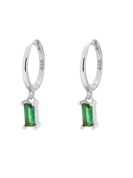 White gold E-style 925 Sterling Silver Cubic Zirconia Geometric Minimalist Huggie Earring