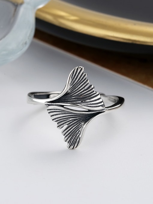 TAIS 925 Sterling Silver Leaf Vintage Band Ring 2