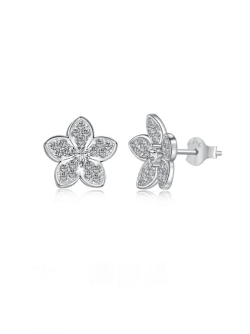 DY1D0303 S W WH 925 Sterling Silver Cubic Zirconia Flower Dainty Stud Earring