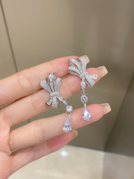 STL-Silver Jewelry 925 Sterling Silver Cubic Zirconia Butterfly Cute Drop Earring 2