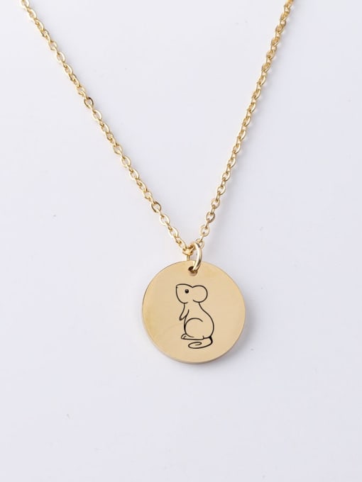 YP001 125 20MM Stainless Steel Circle Cute Animal Pendant Necklace