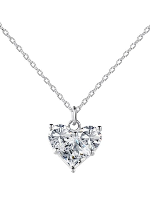 Platinum + white DY190684 925 Sterling Silver Cubic Zirconia Dainty Heart   Earring and Necklace Set