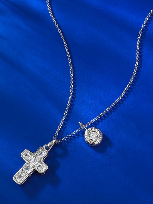 M&J 925 Sterling Silver Cubic Zirconia Cross Dainty Regligious Necklace 1