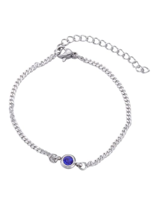 9 blue Stainless steel Rhinestone Round Minimalist Bracelet