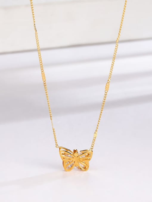 Butterfly Clip Zircon Gold Necklace Titanium Steel Cubic Zirconia Butterfly Minimalist Necklace