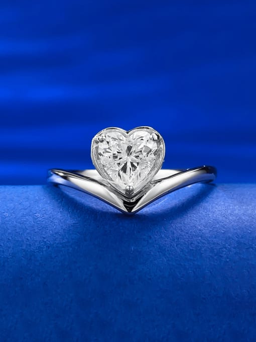 M&J 925 Sterling Silver Cubic Zirconia Heart Dainty Band Ring 0