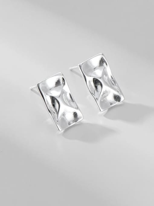 ARTTI 925 Sterling Silver Smotth   Minimalist Concave Convex Square Stud Earring 2