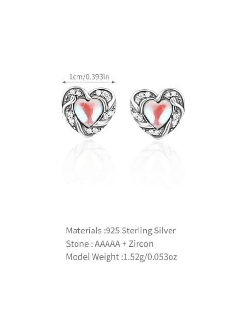 8 925 Sterling Silver Cubic Zirconia Heart Vintage Stud Earring