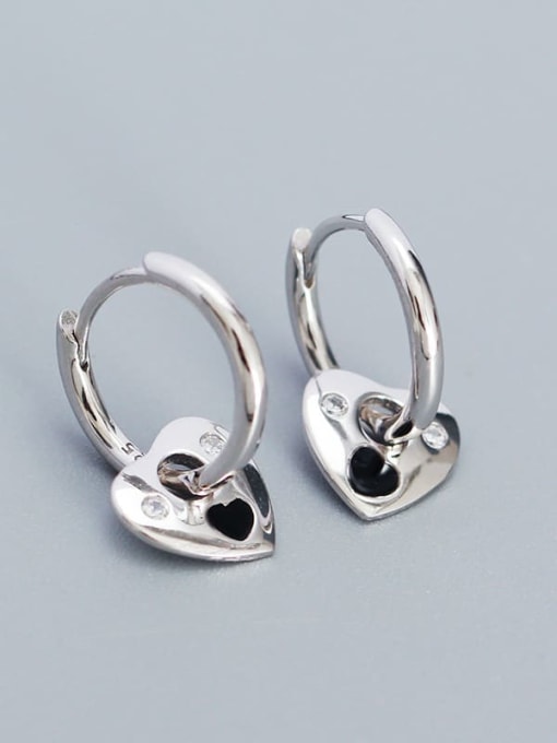 Platinum 925 Sterling Silver Acrylic Heart Trend Huggie Earring