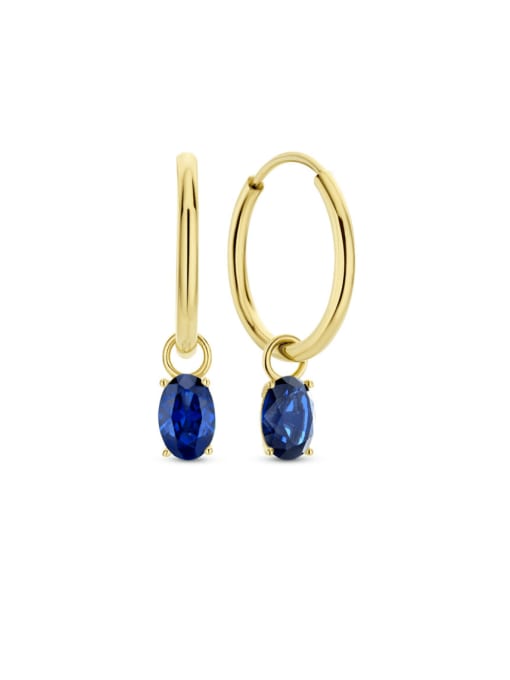 Golden +Blue 925 Sterling Silver Cubic Zirconia Geometric Minimalist Huggie Earring