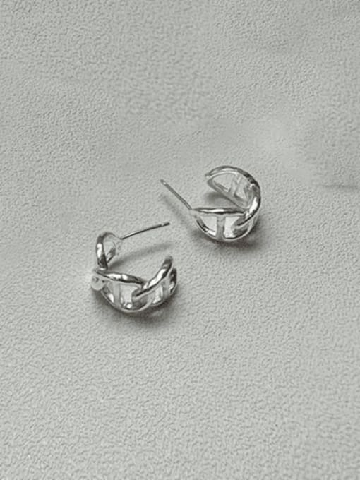 ARTTI 925 Sterling Silver  Minimalist  Hollow Geometric  Chain Stud Earring 0