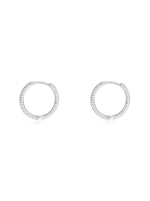 E3490 Platinum 6MM 925 Sterling Silver Geometric Minimalist Hoop Earring