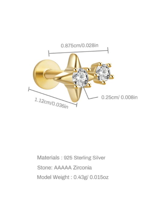 Single Gold 4 925 Sterling Silver Cubic Zirconia Water Drop Dainty Single Earring