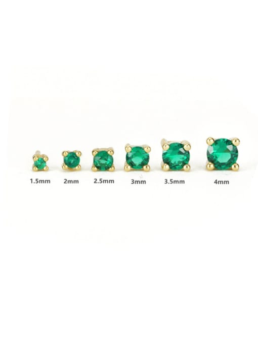 6 sets of golden green diamonds 925 Sterling Silver Cubic Zirconia Geometric Cute Stud Earring