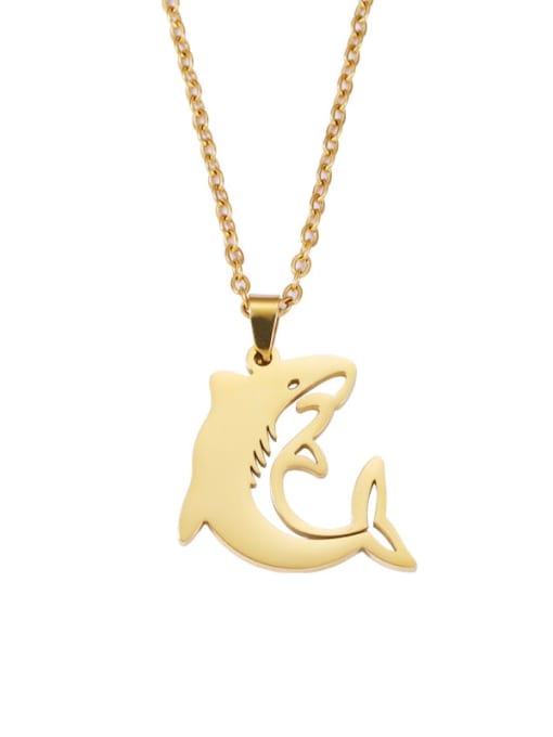 golden Stainless steel Minimalist   Dolphin  Pendant Necklace