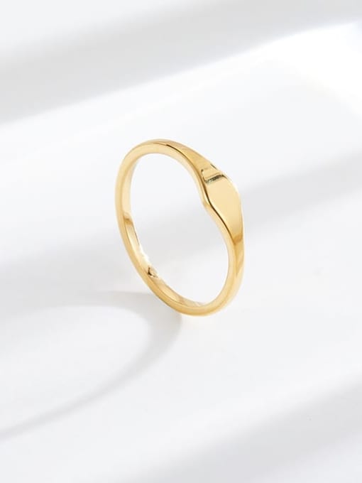 MEN PO Titanium Steel  Minimalist Smooth Flat Gold Band Ring 0