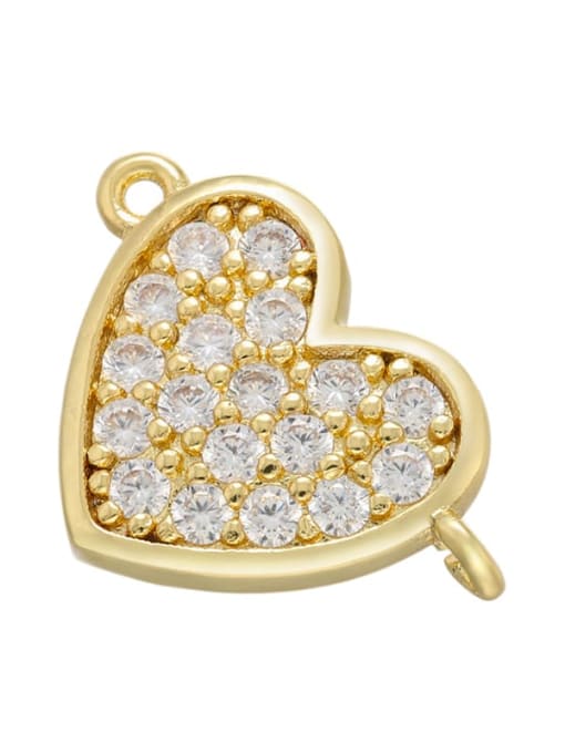 golden Micro Set White Diamond Heart Connector