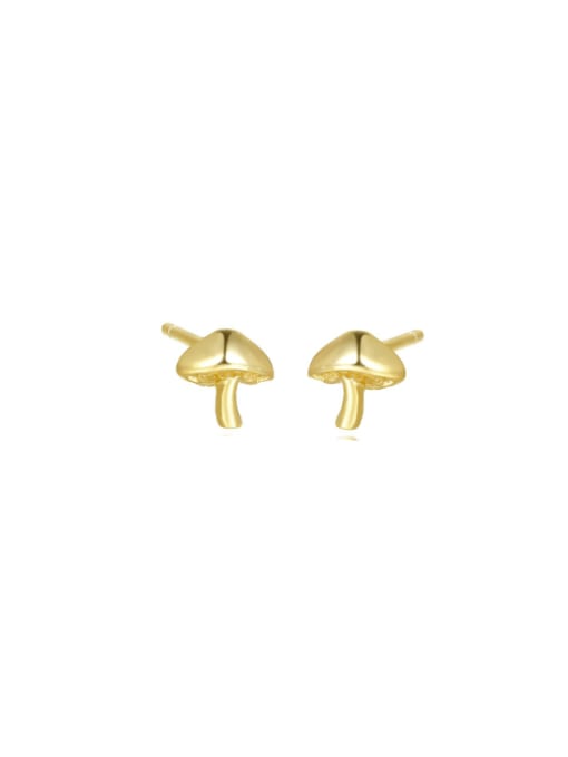 E3940 Gold 925 Sterling Silver Mushroom Minimalist Stud Earring