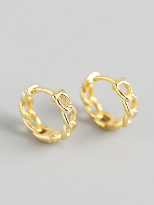 Golden 925 Sterling Silver Cubic Zirconia Geometric Minimalist Huggie Earring