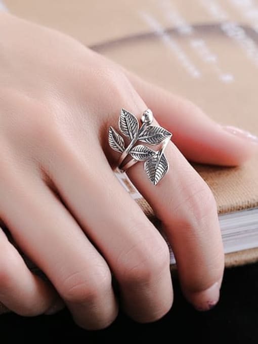 TAIS 925 Sterling Silver Flower Leaf Vintage Band Ring 1
