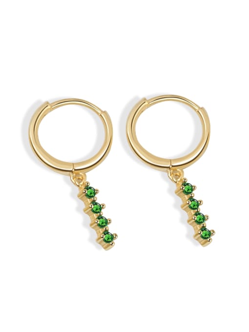 Green diamond (18K gold) 925 Sterling Silver Cubic Zirconia Geometric Minimalist Huggie Earring