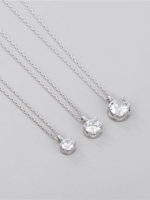 Medium: single diamond six claw Necklace 925 Sterling Silver Cubic Zirconia Geometric Minimalist Necklace