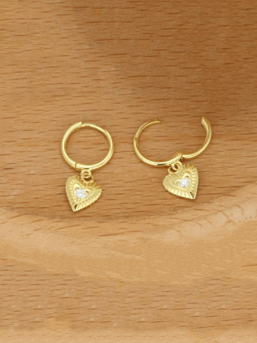 Jewel-Silver 925 Sterling Silver Cubic Zirconia Heart Minimalist Huggie Earring 2
