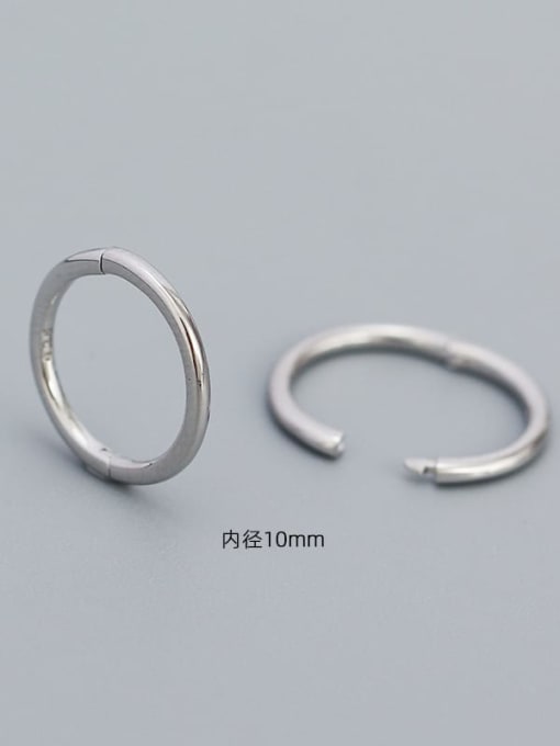 White gold (10mm) 925 Sterling Silver Geometric Minimalist Stud Earring
