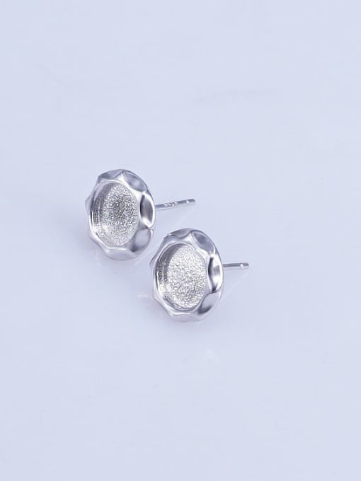 Supply 925 Sterling Silver 18K White Gold Plated Round Earring Setting Stone size: 7*7mm 2
