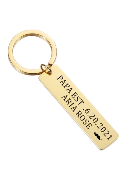 golden Rectangle Stainless steel Minimalist Key Chain Pendant