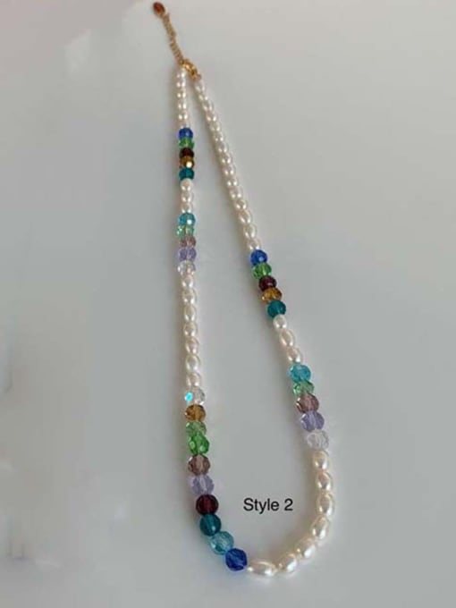 A Titanium Steel Freshwater Pearl Natural stone Bohemia Beaded Necklace