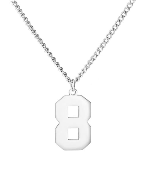 Number 8 Necklace Titanium Steel Number Minimalist Long Strand Necklace