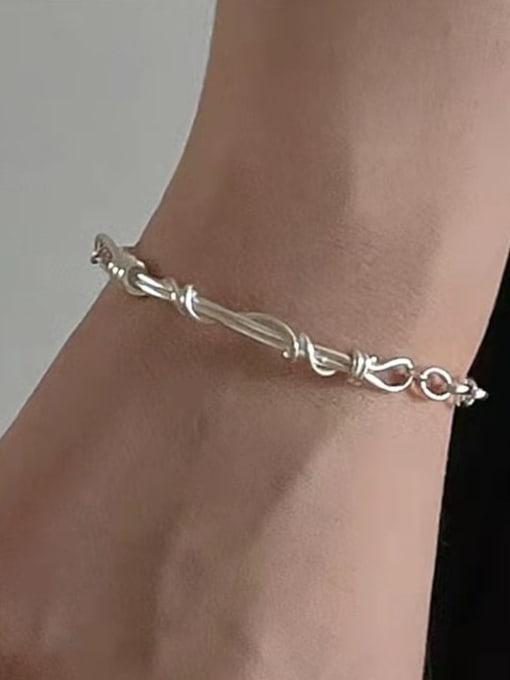 ARTTI 925 Sterling Silver Geometric Minimalist Winding Braided Irregular Bracelet 1