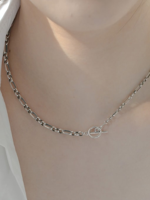 ARTTI 925 Sterling Silver Irregular Vintage Asymmetric chain Necklace 1