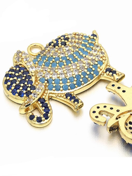 golden Copper Elephant Micro Set Fancy Diamond Pendant