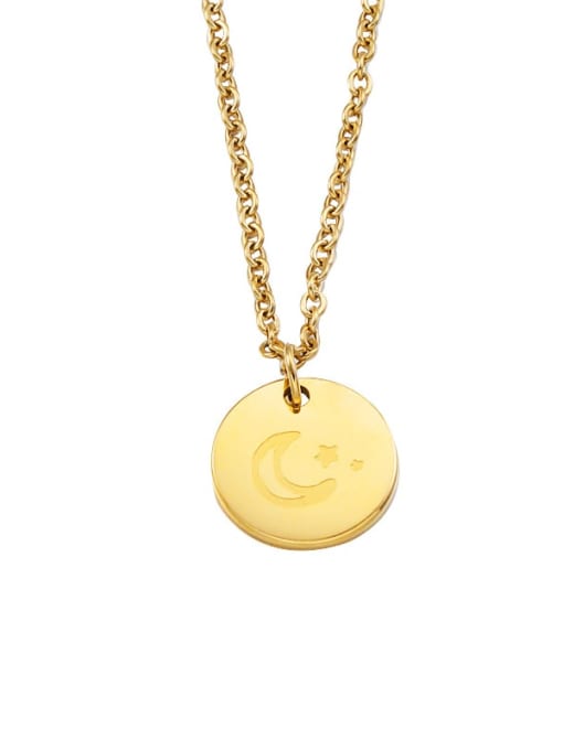 Gold (0445lt050mp550) Stainless steel Round Moon Star Minimalist Necklace
