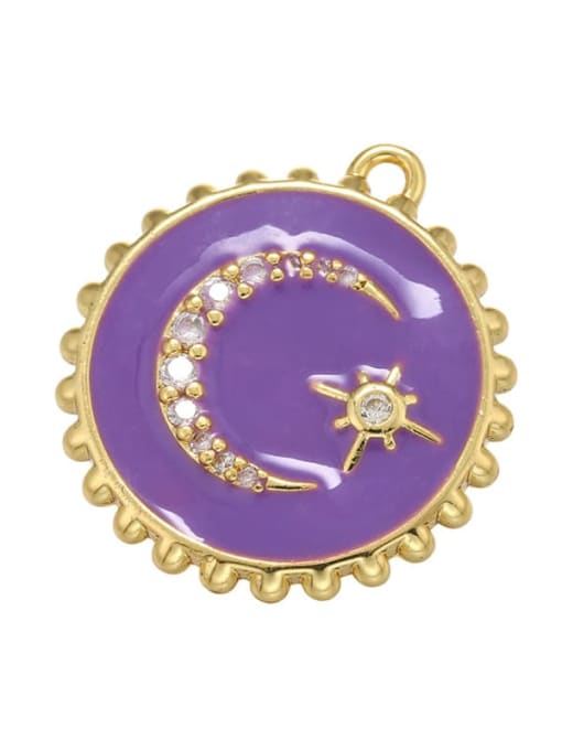Golden purple drop oil Drip Oil Color Moon Pendant Round Star Jewelry Accessories