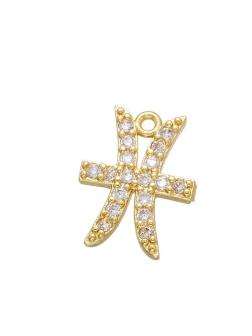 Pisces aureus Brass Diamond Gold Plated Zodiac Pendant