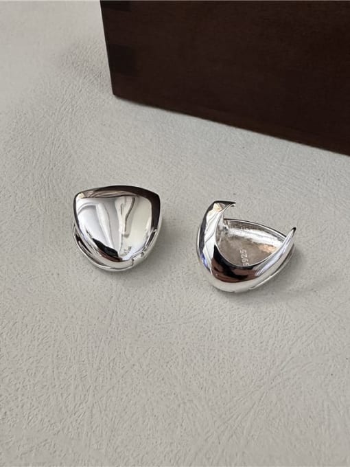 U-shaped smooth ear buckle 925 Sterling Silver Heart Minimalist Huggie Earring