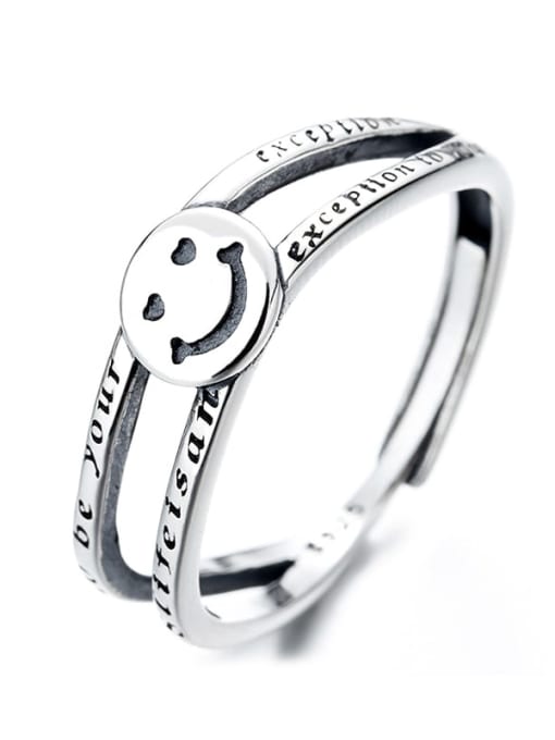 234j approx. 2.5G 925 Sterling Silver Smiley Vintage Band Ring