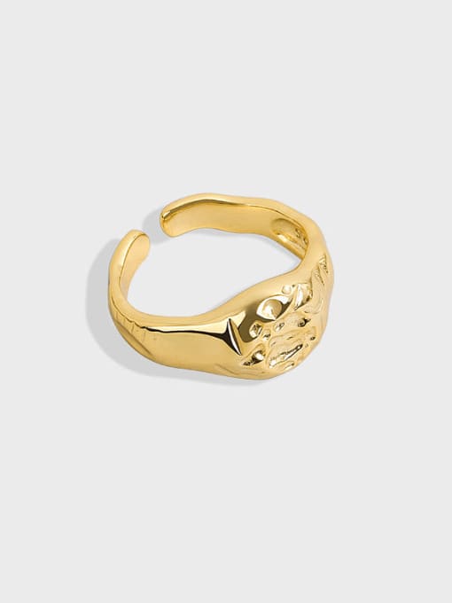 golden 925 Sterling Silver Geometric Vintage Band Ring