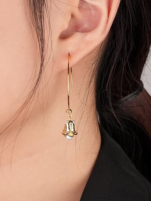 YUANFAN 925 Sterling Silver Flower Minimalist Hook Earring 1