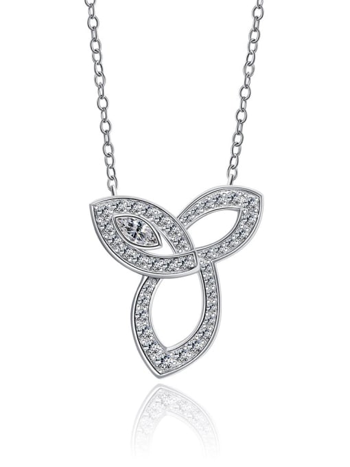 A&T Jewelry 925 Sterling Silver High Carbon Diamond Flower Dainty Necklace 0