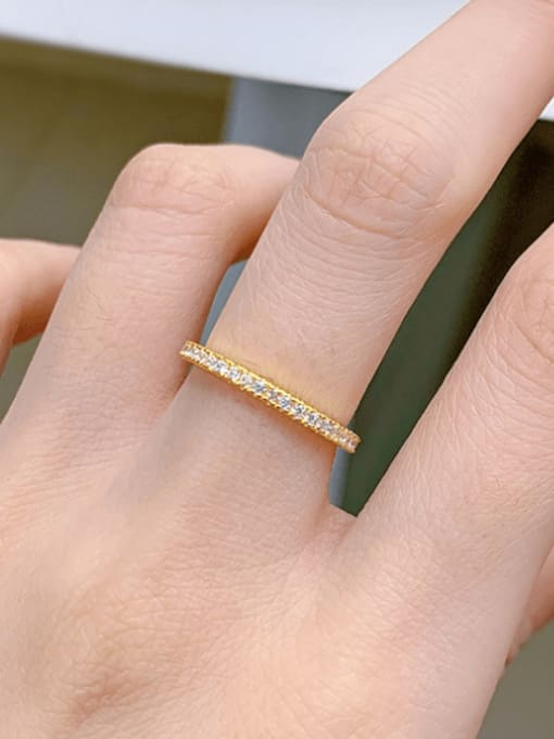 Gold 925 Sterling Silver Cubic Zirconia Geometric Dainty Band Ring