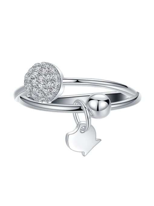 Silver 925 Sterling Silver Cubic Zirconia Fish Minimalist Stackable Ring